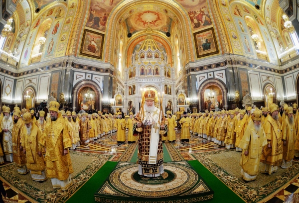 В день открытия Международных Рождественских чтений Святейший Патриарх Кирилл совершил Литургию в Храме Христа Спасителя в Москве