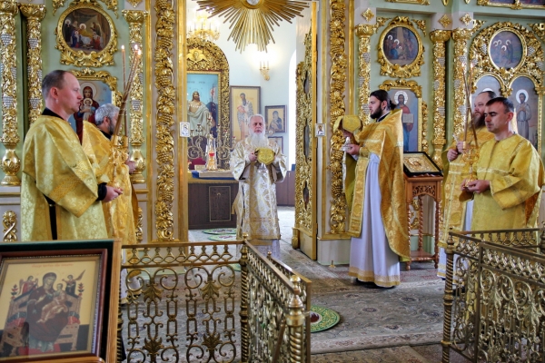 В праздник Всех святых, в земле Русской просиявших, епископ Василий совершил Божественную литургию в Коряжме