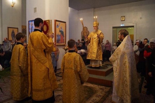 В день памяти прп. Кирилла Челмогорского епископ Василий совершил Литургию  в храме прп. Лонгина Коряжемского