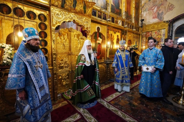 Патриаршая проповедь в праздник Благовещения Пресвятой Богородицы после Литургии в Благовещенском соборе Московского Кремля