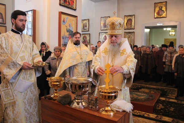В праздник Крещения Господня епископ Василий совершил Божественную литургию и чин Великого водоосвящения в Коряжме