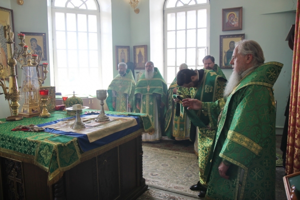 В день памяти иконы Божией Матери «Достойно есть» епископ Василий совершил Литургию в Коряжме